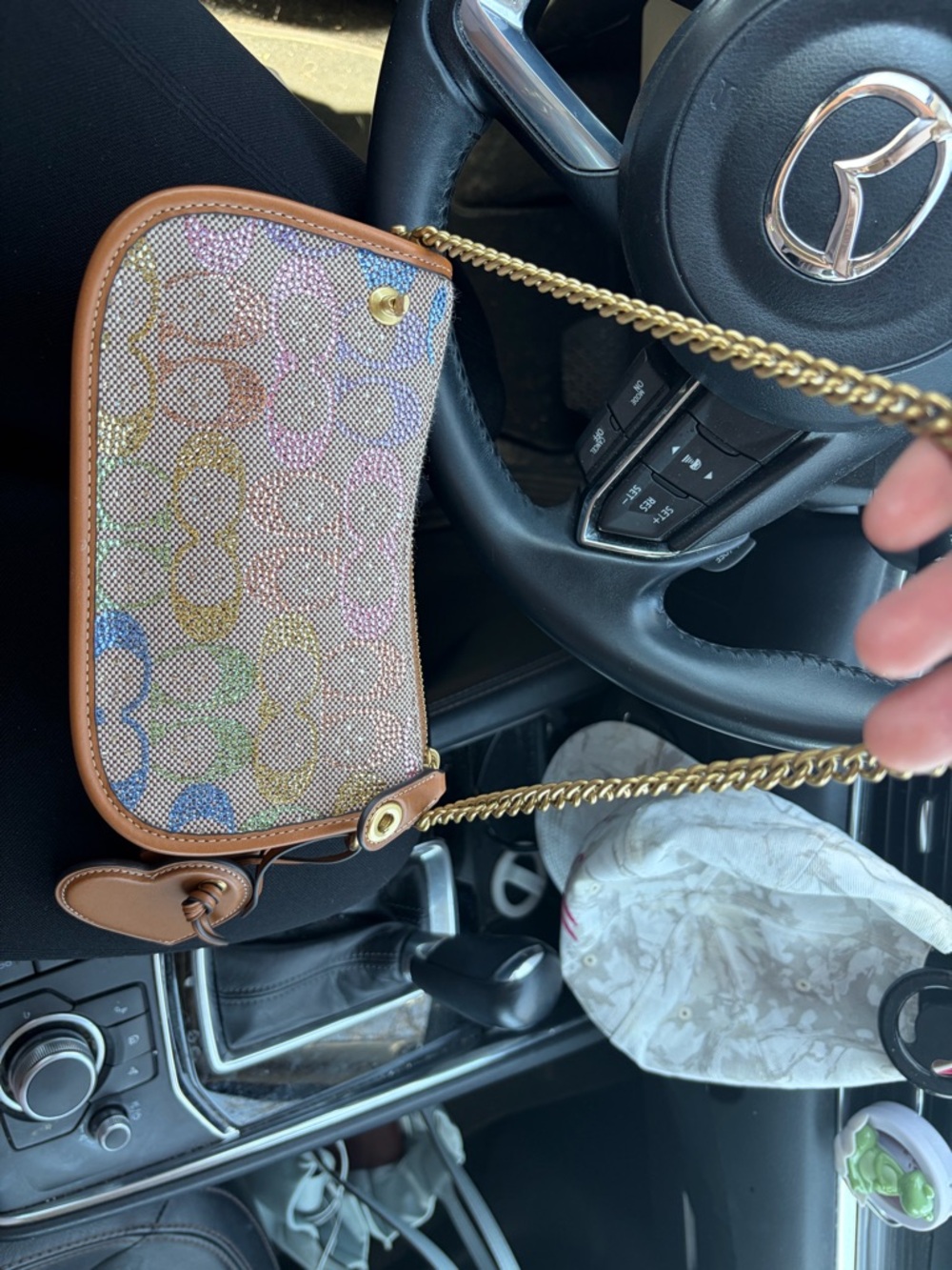 The Coach Originals Swinger Crystal Signature Jacquard Chain Shoulder Bag 20